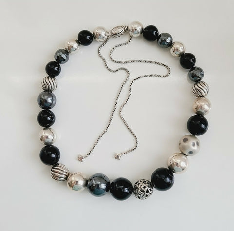  David Yurman Elements Bead Necklace – Black Onyx & Hematite