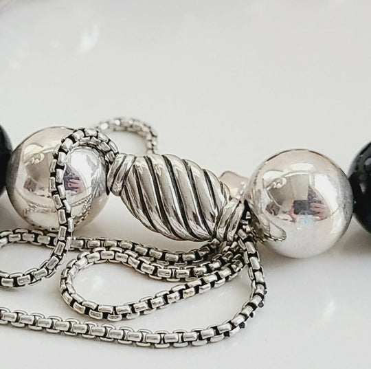  David Yurman Elements Bead Necklace – Black Onyx & Hematite