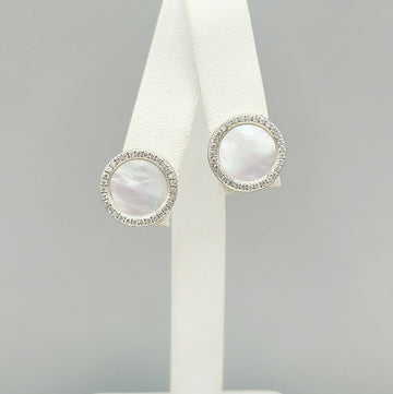  David Yurman Elements Earrings Mother of Pearl & Diamonds