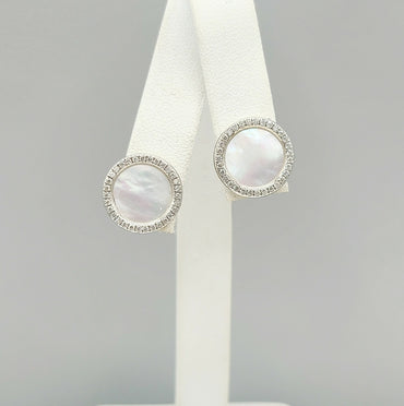  David Yurman Elements Earrings Mother of Pearl & Diamonds