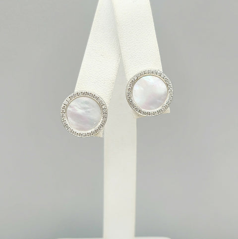  David Yurman Elements Earrings Mother of Pearl & Diamonds