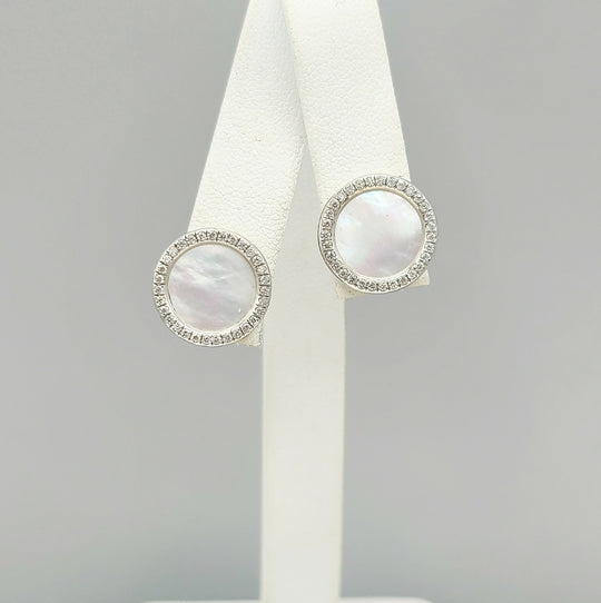  David Yurman Elements Earrings Mother of Pearl & Diamonds