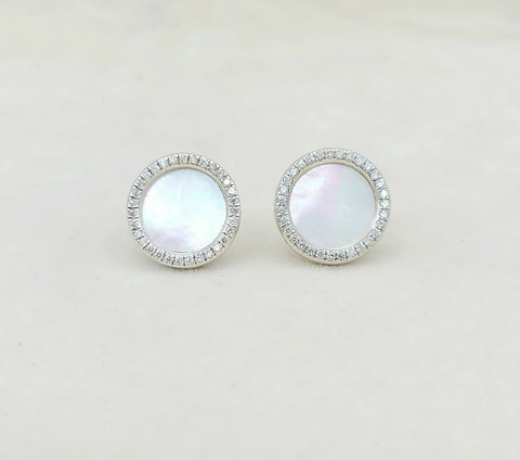  David Yurman Elements Earrings Mother of Pearl & Diamonds