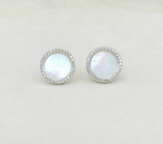  David Yurman Elements Earrings Mother of Pearl & Diamonds