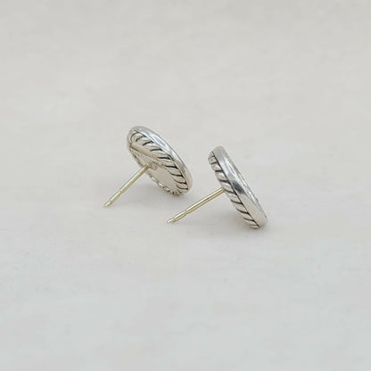 David Yurman Elements Button Earrings, Mother of Pearl & Diamond    #
