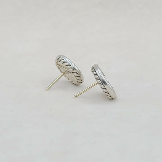  David Yurman Elements Earrings Mother of Pearl & Diamonds