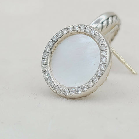  David Yurman Elements Earrings Mother of Pearl & Diamonds