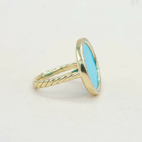  David Yurman Elements Ring Turquoise & Diamond 18K Gold