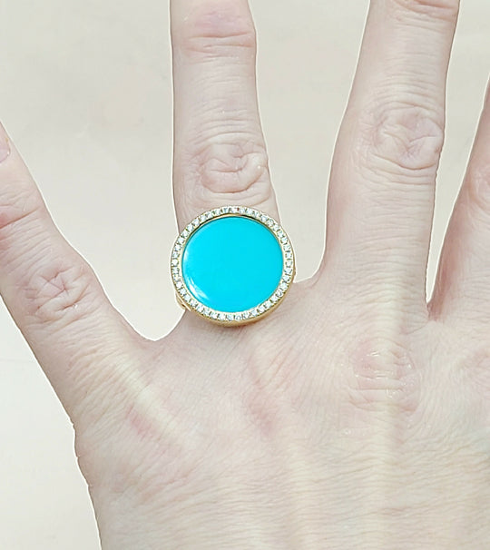  David Yurman Elements Ring Turquoise & Diamond 18K Gold