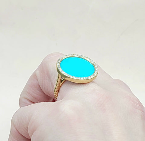  David Yurman Elements Ring Turquoise & Diamond 18K Gold