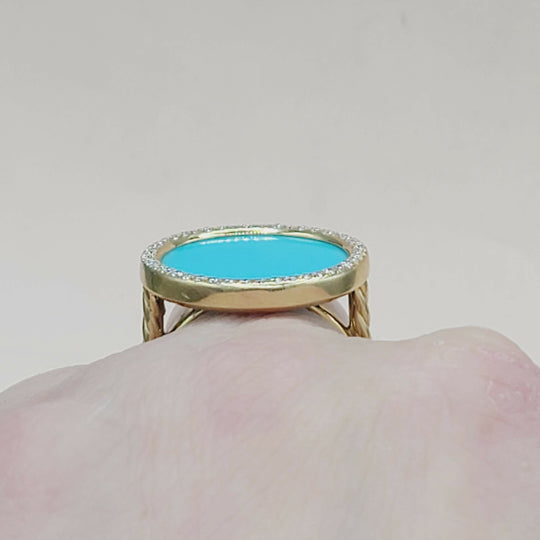  David Yurman Elements Ring Turquoise & Diamond 18K Gold