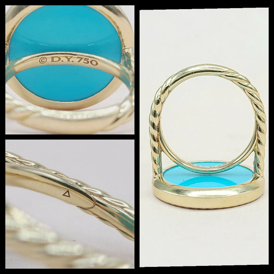  David Yurman Elements Ring Turquoise & Diamond 18K Gold