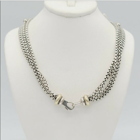  David Yurman Four Row Box Chain Necklace – Diamonds
