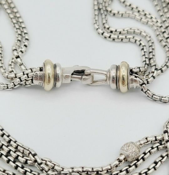  David Yurman Four Row Box Chain Necklace – Diamonds