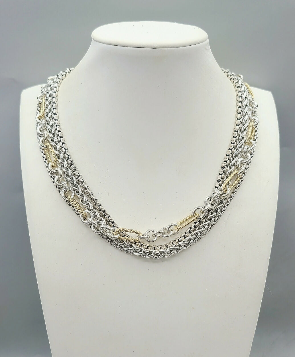 David Yurman Four Row Mix Chain Necklace With 18k Gold