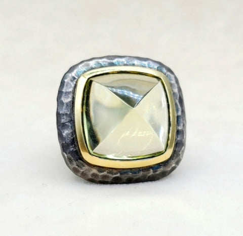 David Yurman Hammered Albion Ring – Lemon Citrine & Gold
