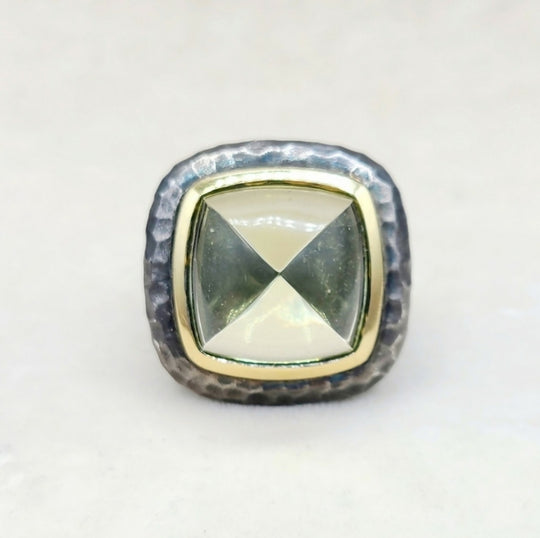  David Yurman Hammered Albion Ring – Lemon Citrine & Gold