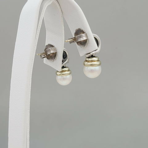  David Yurman Hampton Cable Drop Pearl Earrings