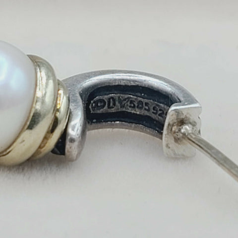  David Yurman Hampton Cable Drop Pearl Earrings