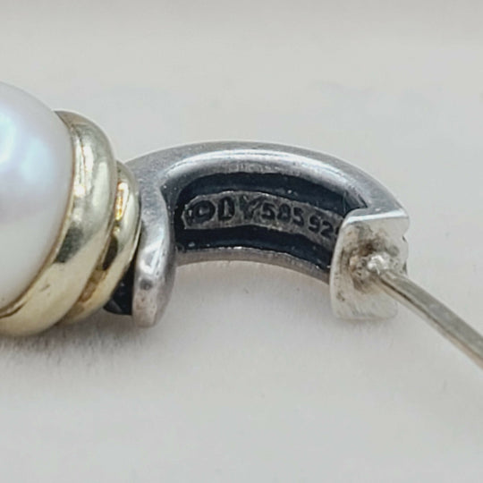  David Yurman Hampton Cable Drop Pearl Earrings