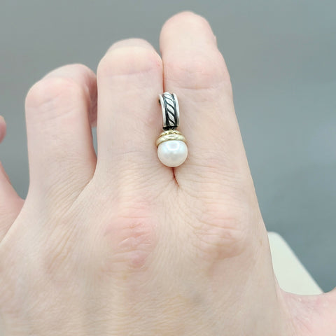  David Yurman Hampton Cable Drop Pearl Earrings