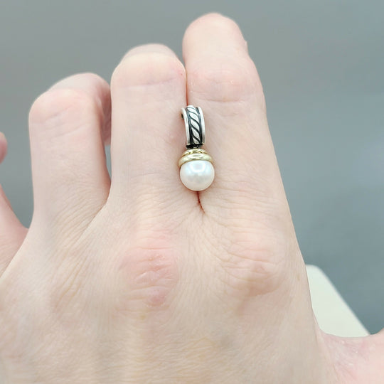  David Yurman Hampton Cable Drop Pearl Earrings