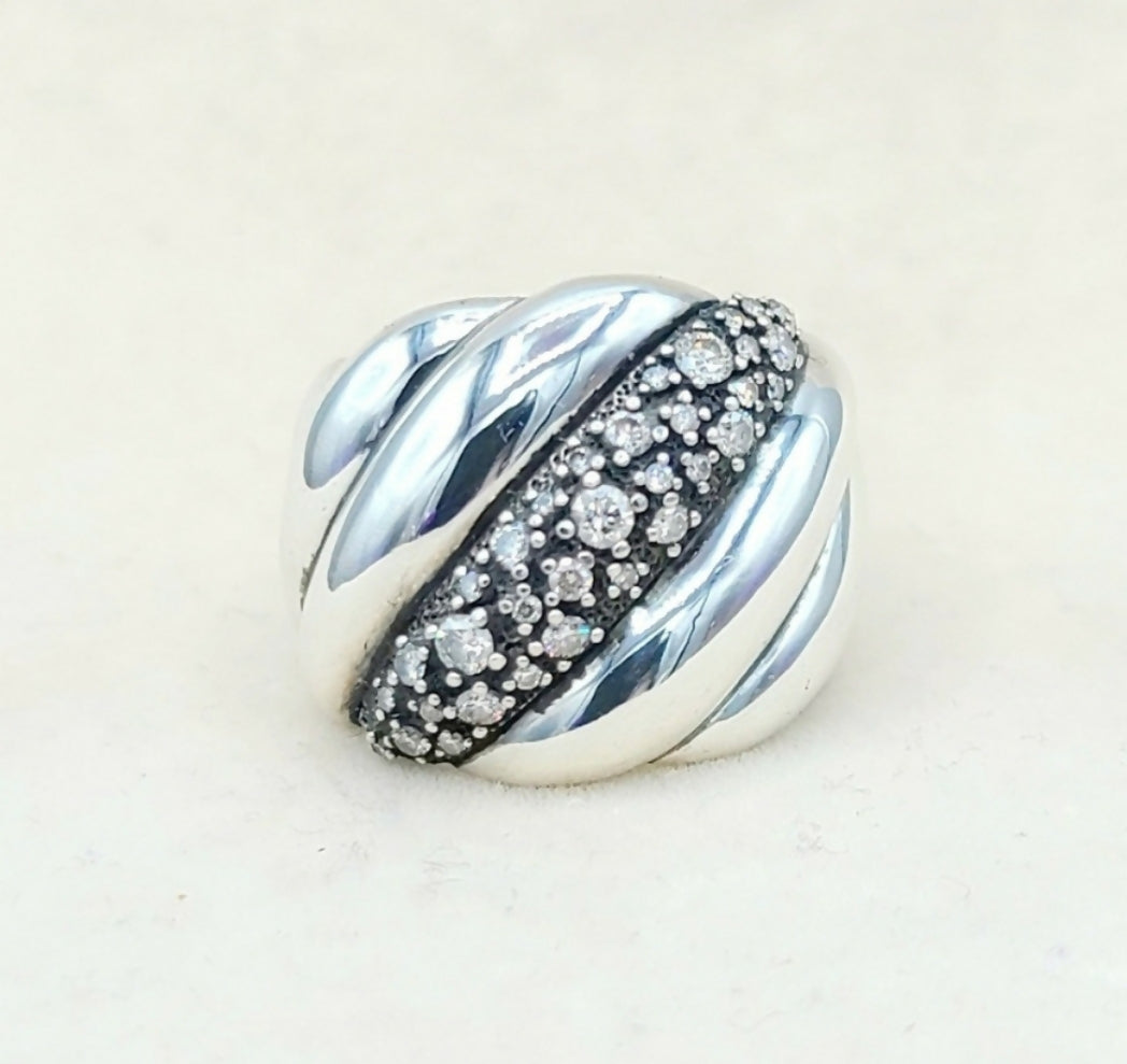David Yurman Hampton Cable Midnight Melange Ring With Diamonds