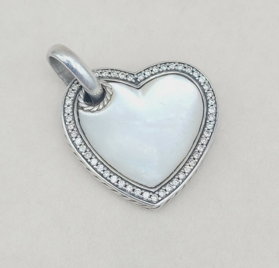 David Yurman Heart Mother of Pearl Diamond Pendant
