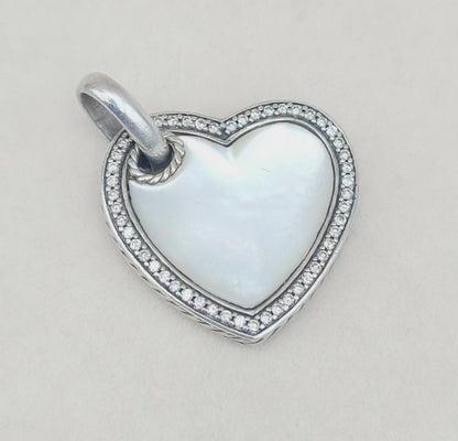 David Yurman Heart Mother of Pearl Diamond Pendant