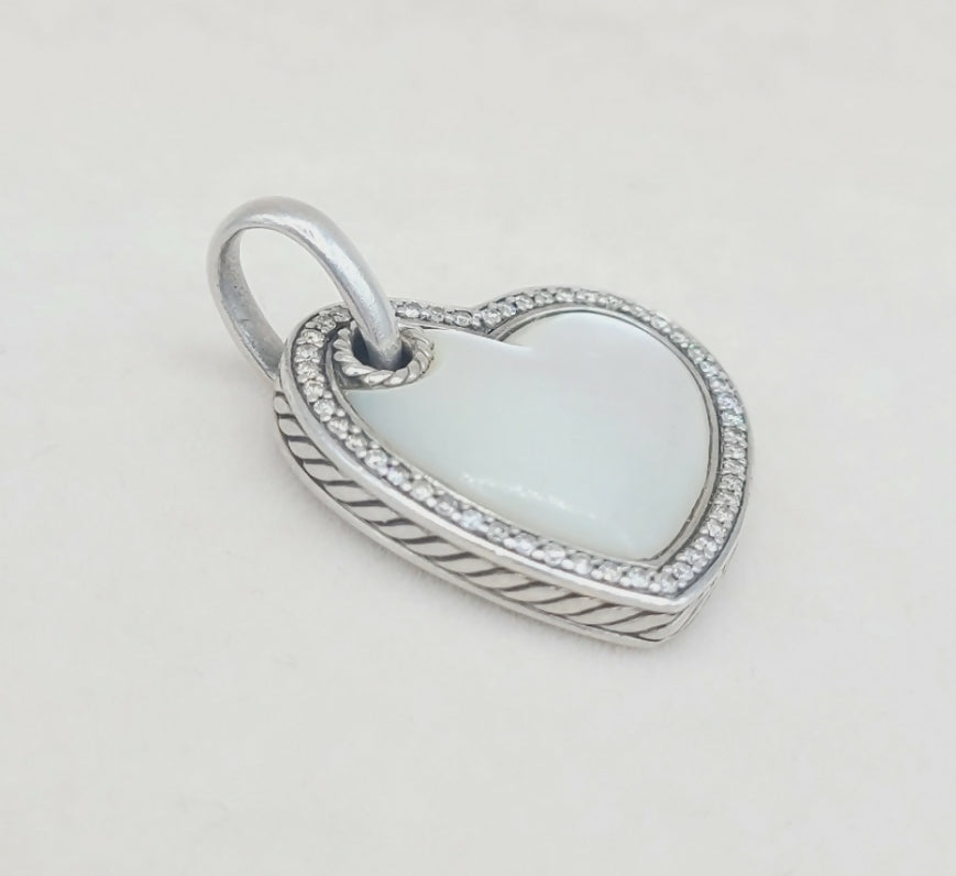 David Yurman Heart Mother of Pearl Diamond Pendant