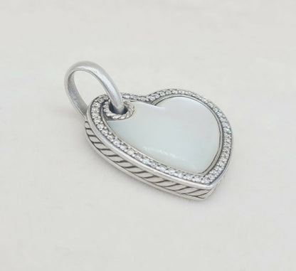 David Yurman Heart Mother of Pearl Diamond Pendant