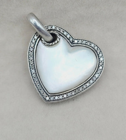 David Yurman Heart Mother of Pearl Diamond Pendant