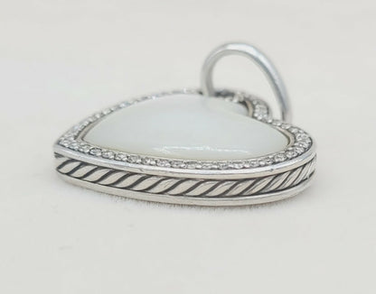 David Yurman Heart Mother of Pearl Diamond Pendant