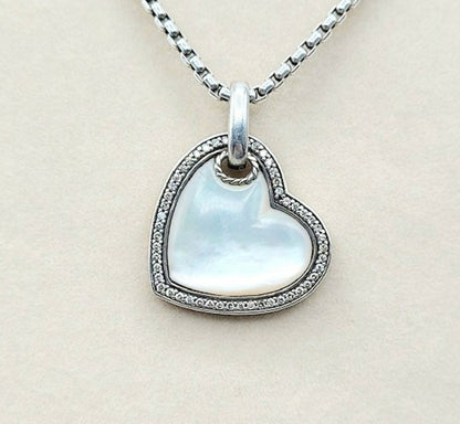David Yurman Heart Mother of Pearl Diamond Pendant