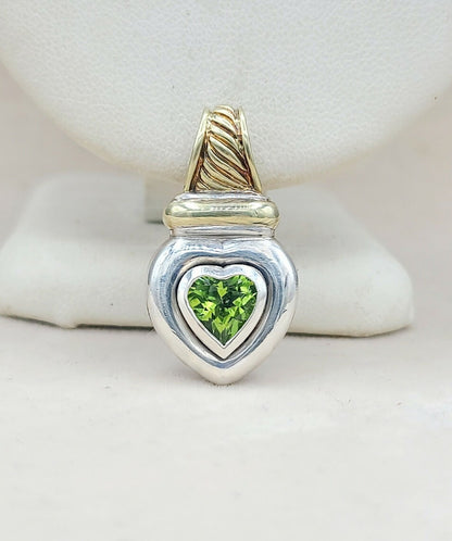 David Yurman Peridot Heart Gold Pendant | Certified Pre-Owned    #