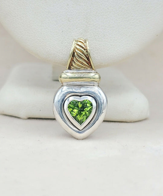  David Yurman Heart Pendant Enhancer Peridot & Gold