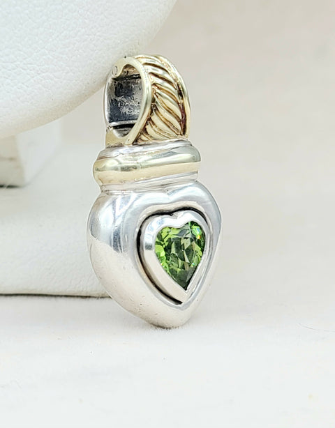  David Yurman Heart Pendant Enhancer Peridot & Gold