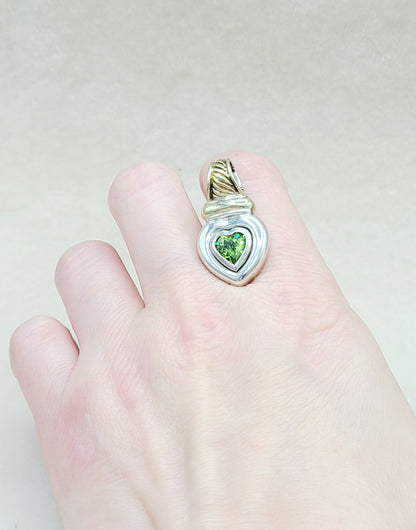 David Yurman Peridot Heart Gold Pendant | Certified Pre-Owned    #