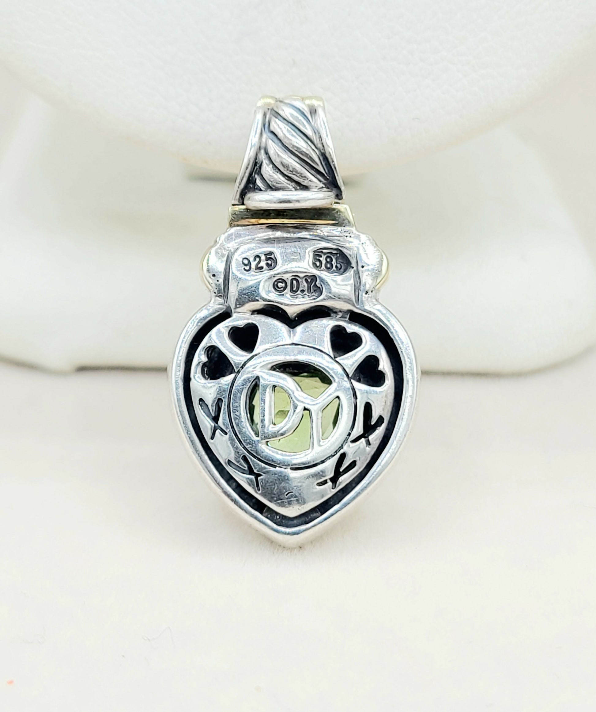 David Yurman Peridot Heart Gold Pendant | Certified Pre-Owned    #
