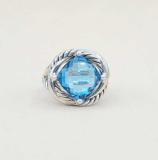 David Yurman Infinity Ring 11mm Blue Topaz    #