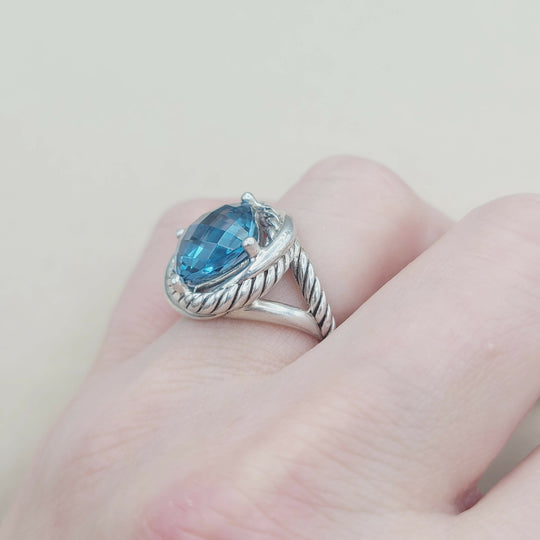  David Yurman Infinity Ring 11mm Blue Topaz