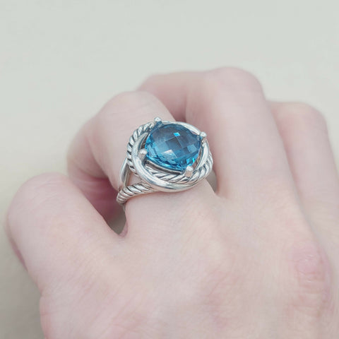  David Yurman Infinity Ring 11mm Blue Topaz