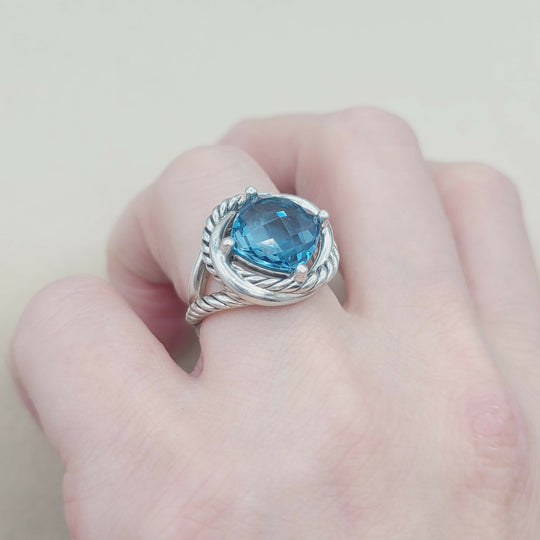  David Yurman Infinity Ring 11mm Blue Topaz