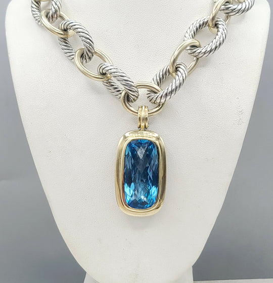  David Yurman Jumbo Albion Elongated Pendant – Blue Topaz