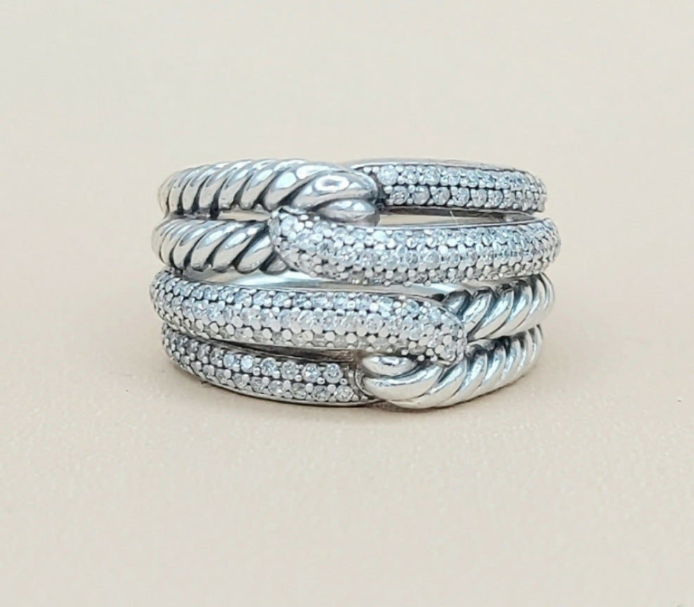 David Yurman Labyrinth Double Loop Ring With Diamonds