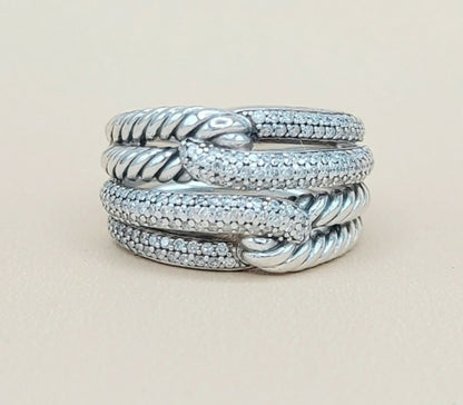 David Yurman Labyrinth Double Loop Ring With Diamonds