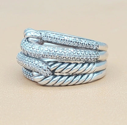 David Yurman Labyrinth Double Loop Ring With Diamonds