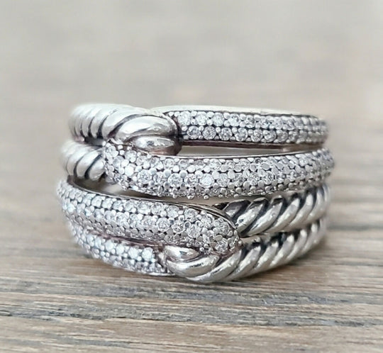  David Yurman Labyrinth Double Loop Ring – Diamonds