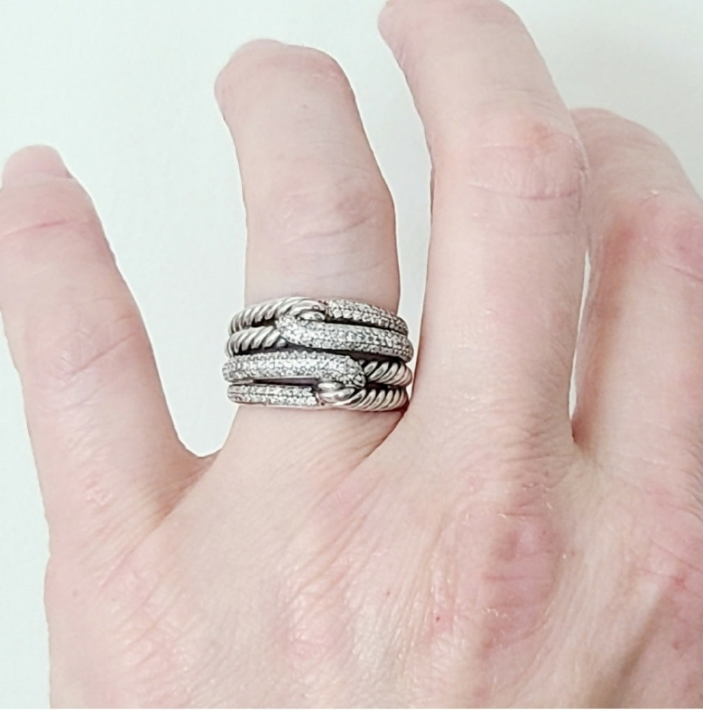 David Yurman Labyrinth Double Loop Ring With Diamonds
