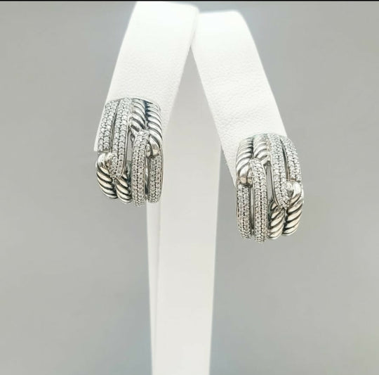  David Yurman Labyrinth Earrings Double Loop with Diamonds